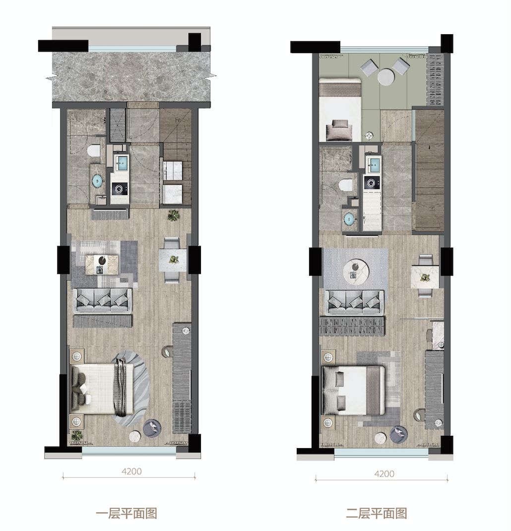 78米超高层高的豪华尺度,打造成上下两层loft双钥匙公寓.