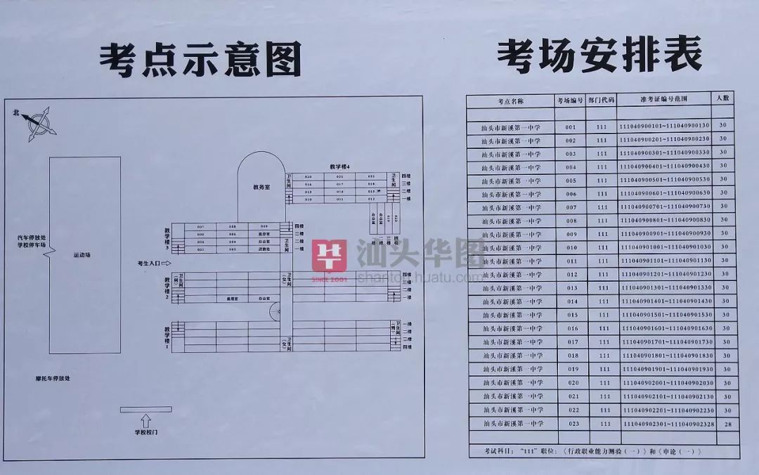 2019省考汕头各考场分布图一览