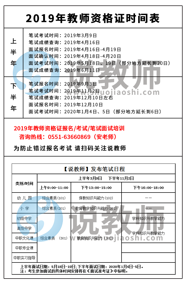 2019年安徽教师资格证下半年笔试报名考试成