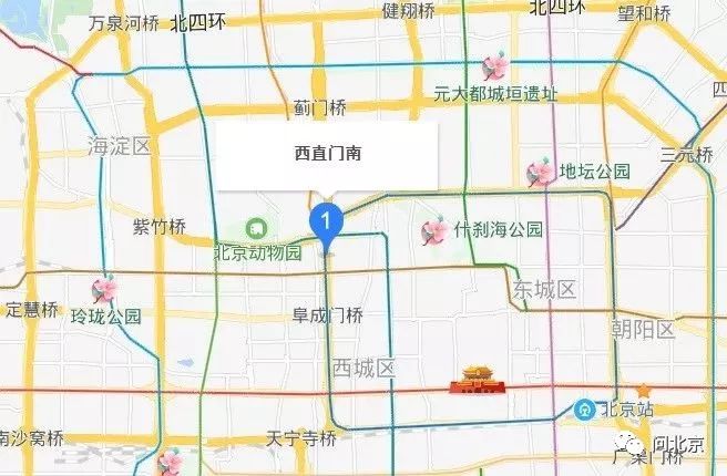 西直门南公交站位置/百度地图