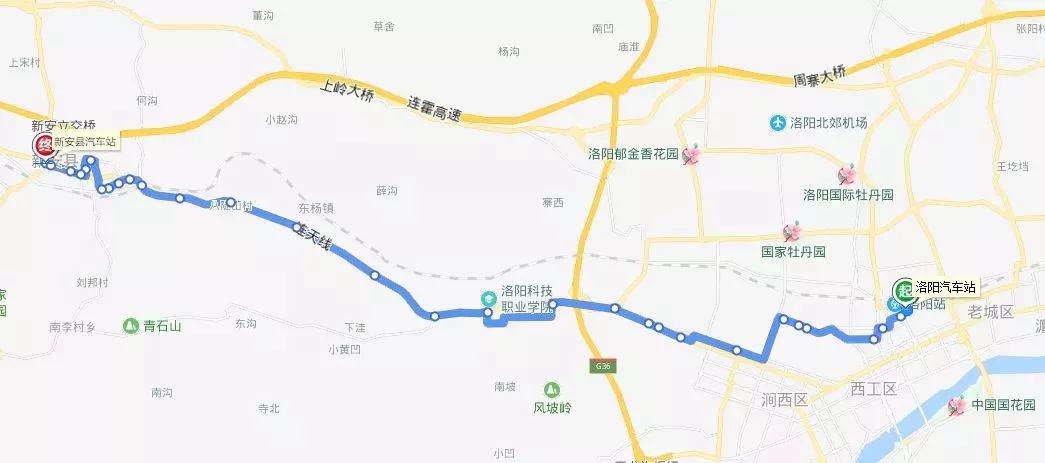 收藏洛阳市区到各县区城际公交班次线路详情配有路线图