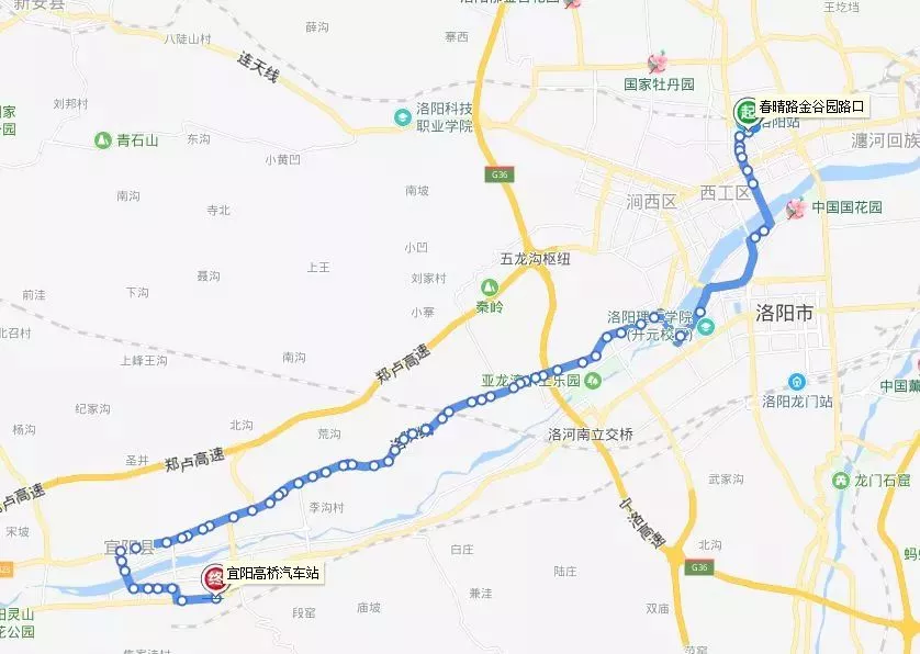 收藏!洛阳市区到各县区城际公交班次线路详情,配有路线图!