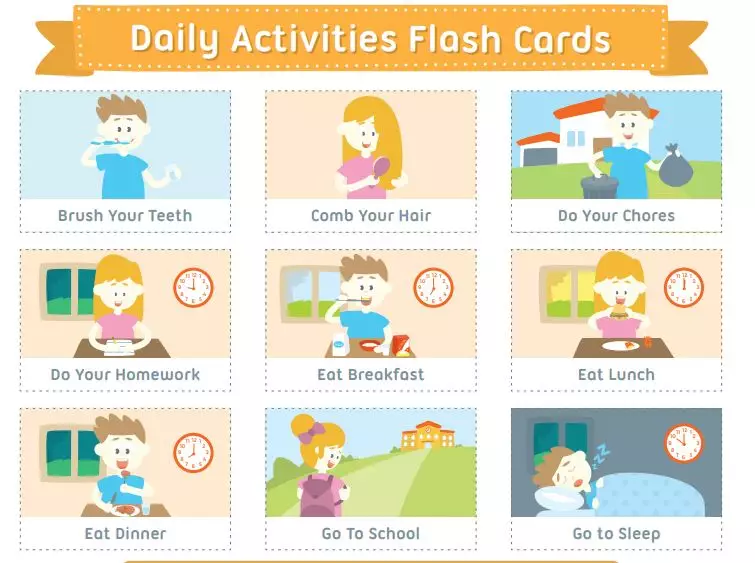 daily activities flash cards