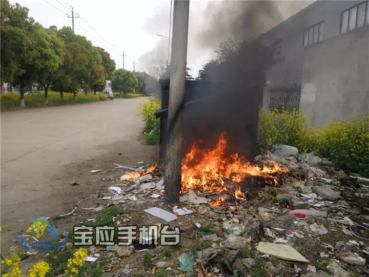 宝应泾河镇一垃圾池发生燃烧.