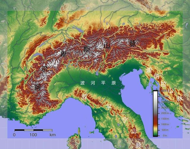 欧洲地形特征:以平原地形为主,海拔最低的大洲