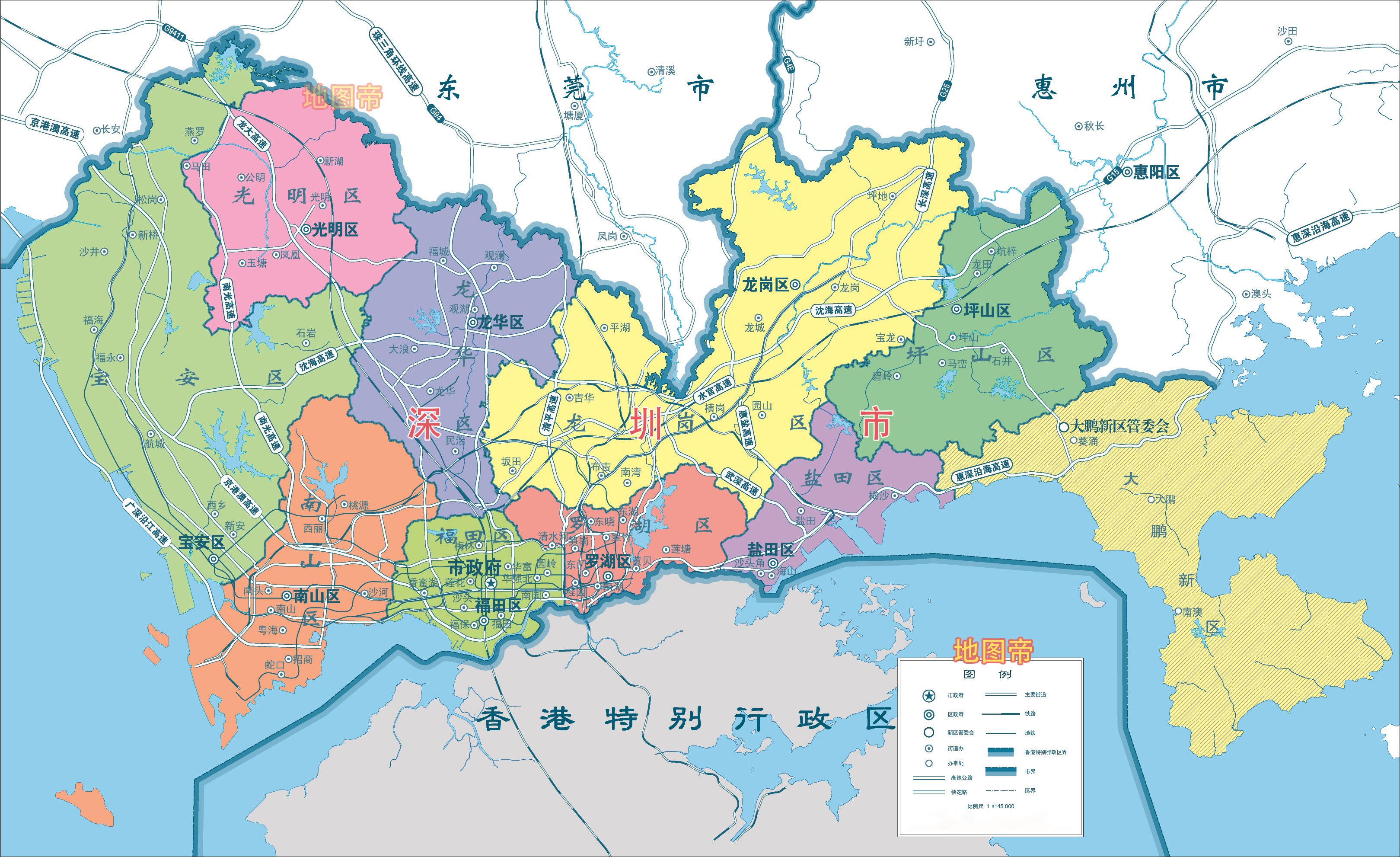 深圳市南山区地图,2018年中国百强区第一名