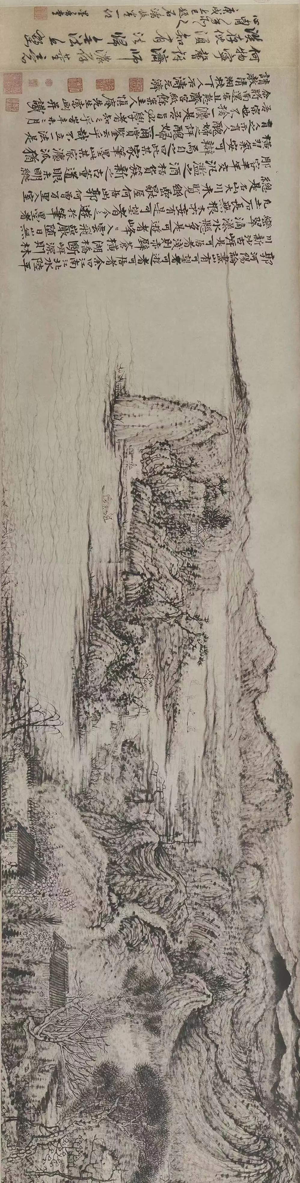 《淮扬洁秋图》描绘了河岸田野的清秋景色.