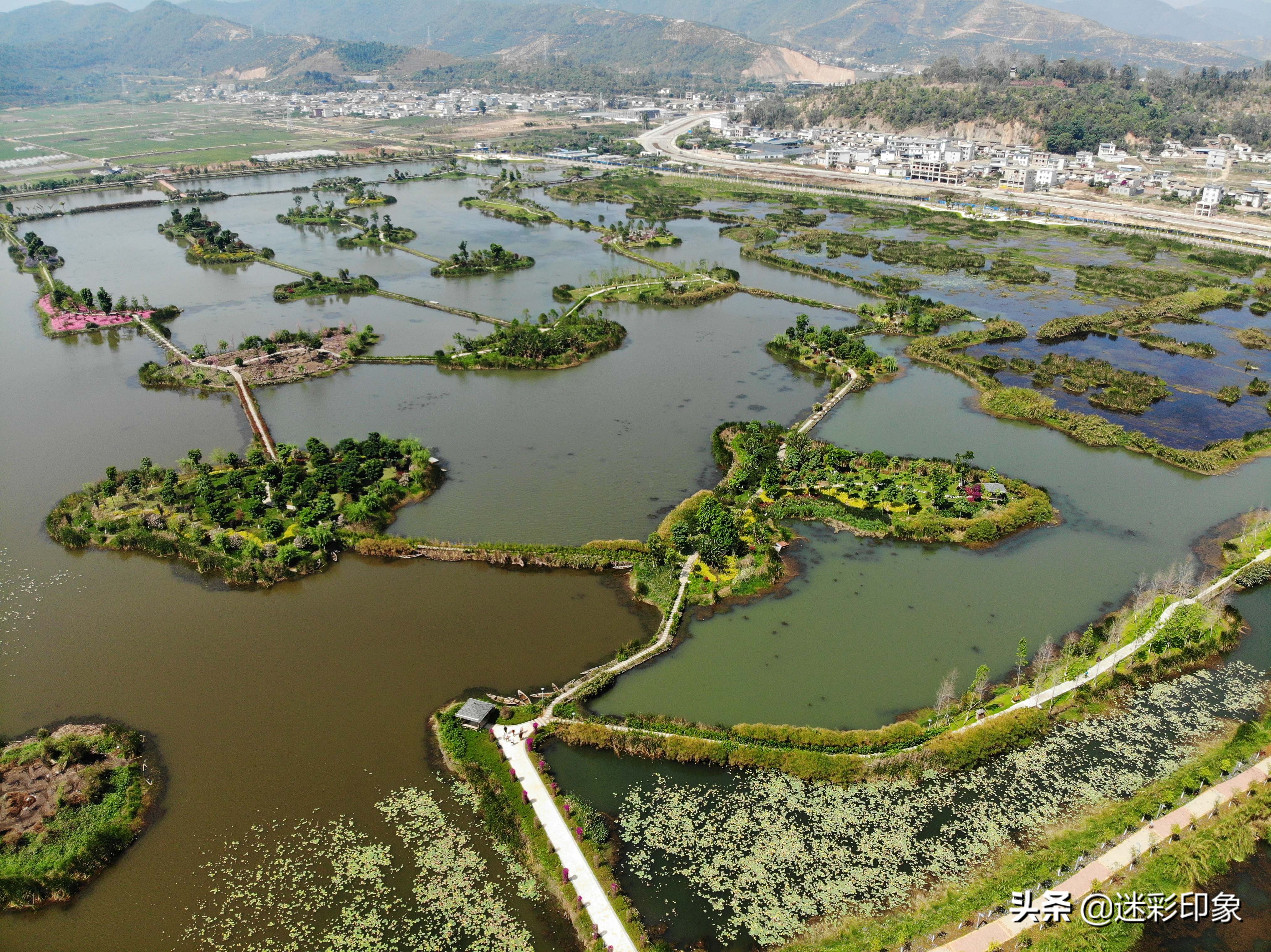 位于云南省红河哈尼族彝族自治州石屏县异龙湖国家湿地公园呈现出一片