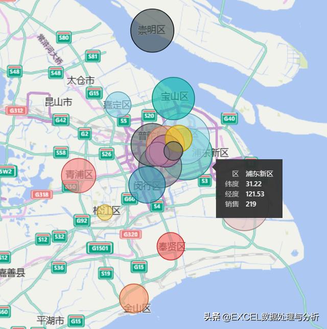 Power Query获取上海市各区的经纬度_数据