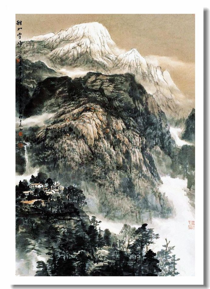 纵横粗犷中国画家周裕国彩墨山水画作品赏析