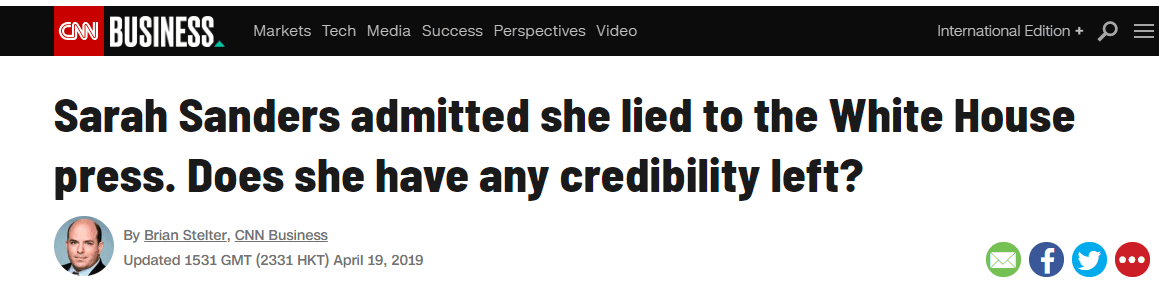 白宫新闻秘书被曝多次发表误导性言论，美记者：她应该被解雇!