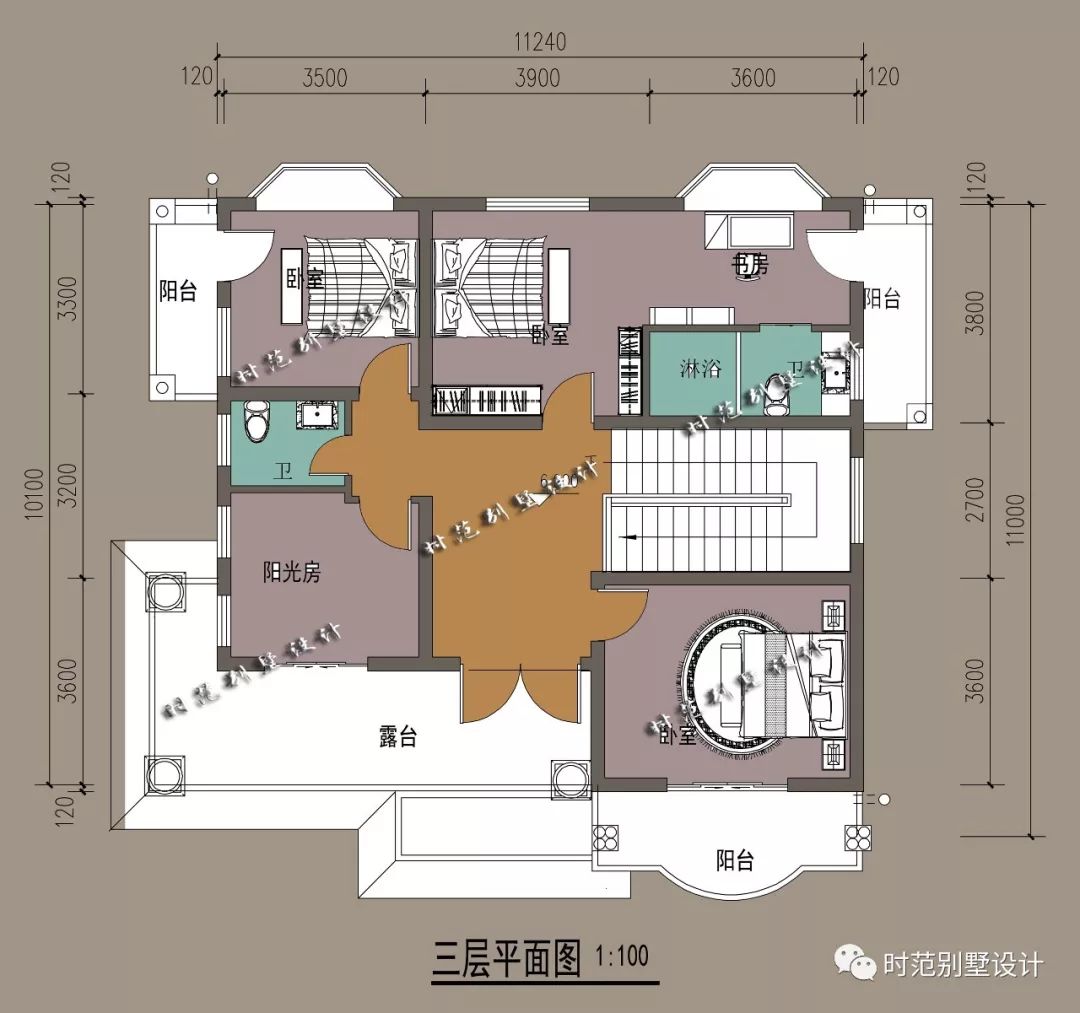 11x11米三层多阳台露台的欧式别墅,8室6卫建在村里相当洋气