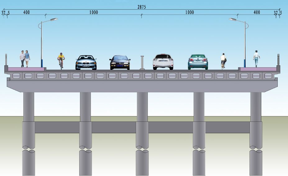 桥梁横断面示意图