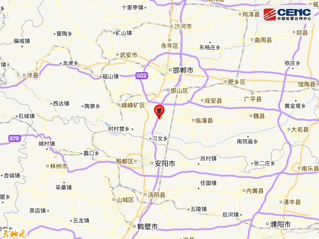 河北邯郸市临漳县发生3.6级地震,震中距河南安阳市27公里
