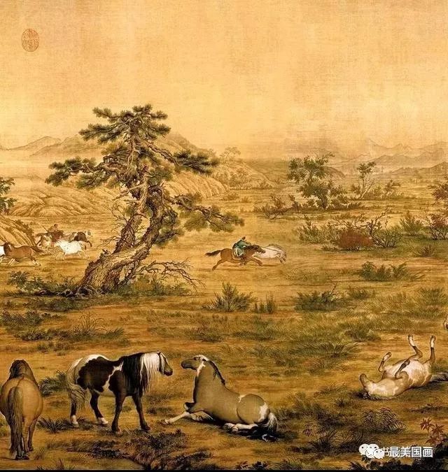 中国絵画　 清国の国師絵家　名家　清時代　郎世寧（最作)百駿図　国画巻き絵 中国絵画 清国の国師絵家 名家 清時代 郎世寧（最作)百駿図 国画