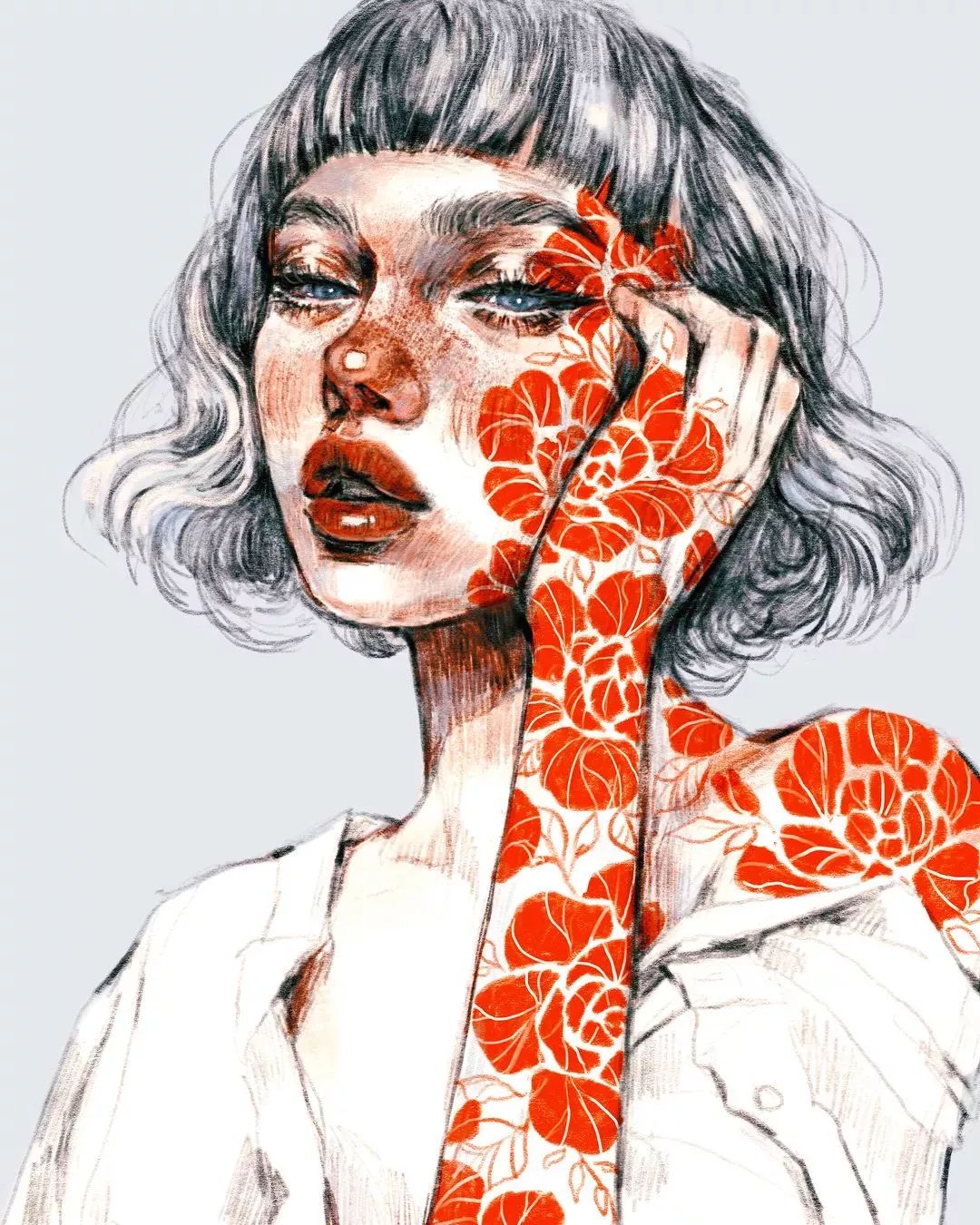 插画27张美女的欧美风妆容插画每张都能拿来当头像