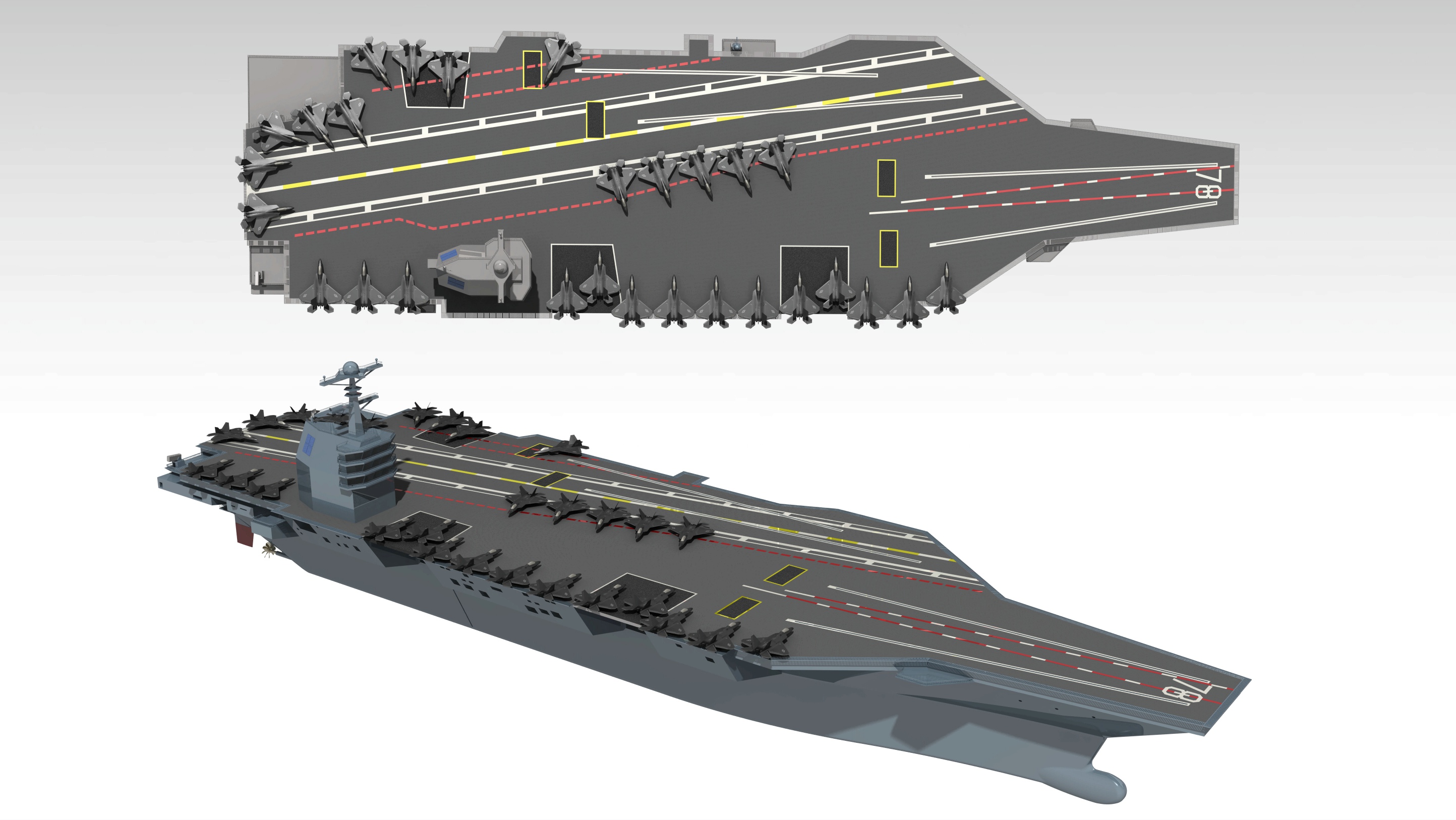 用电脑画出福特号航空母舰(cvn-78)效果图