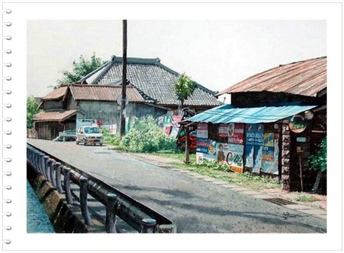 乡野风光-- 日本画家田中己永水彩画作品赏析_风景