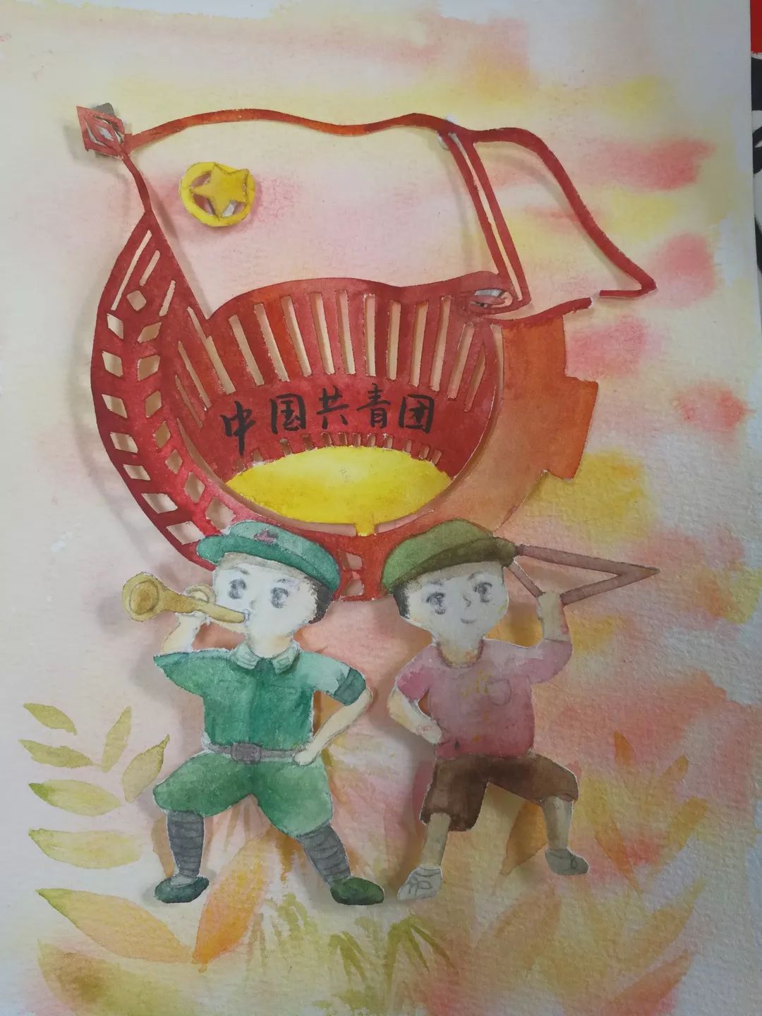 《红领巾心向共青团 》云和县古坊小学 严凯瑞手工绘画通过此次活动