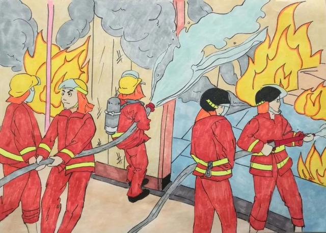 儿童消防绘画作品展示