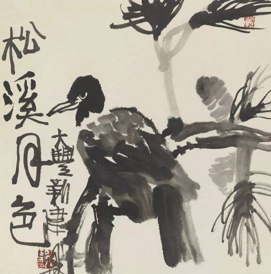 松溪月色 水墨纸本 35×35cm