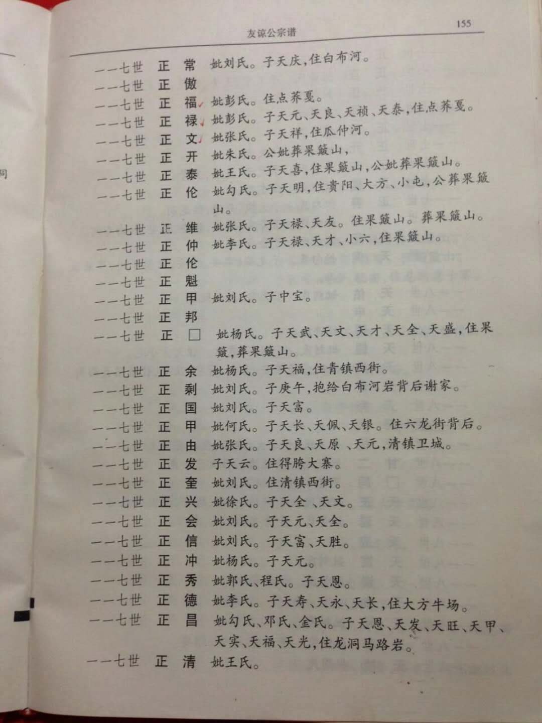 义门陈果石庄友谅后裔兴崇只系部分源流名单