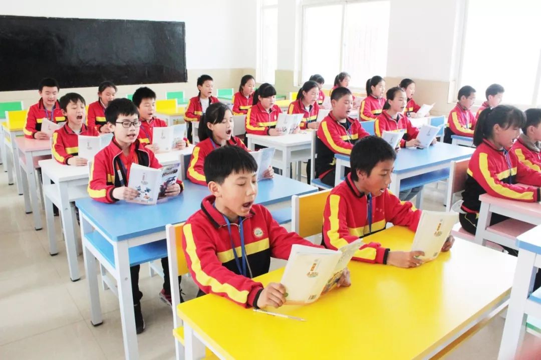 学生们上课时认真读书