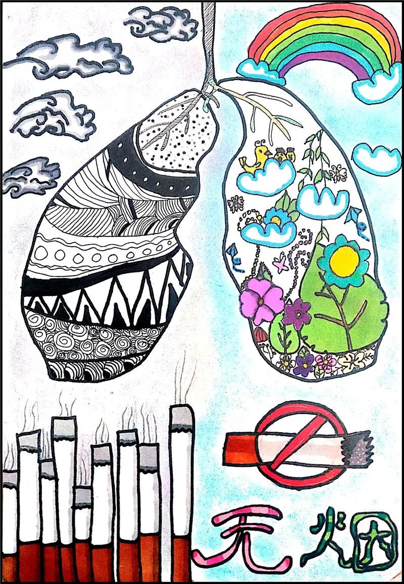 "远离烟草 从我做起",咸宁中小学生绘画作品部分展示