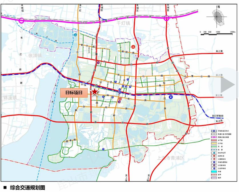 轨道交通: 苏州市域轨道s3线沿新乐路东西向穿越淀山湖镇生活区,向西