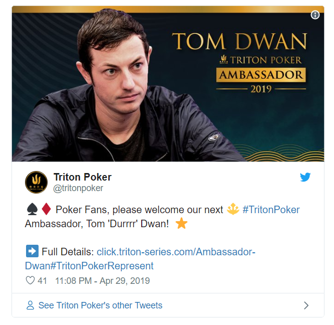 tom dwan跟传奇扑克签约,成为其超高额系列赛形象大使!