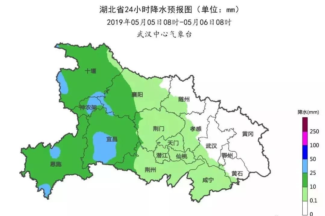 6日-7日湖北省内降雨量