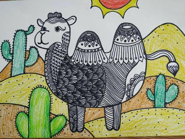 精品创意儿童画老师课件:沙漠骆驼主题,五一假期探索沙漠之旅!