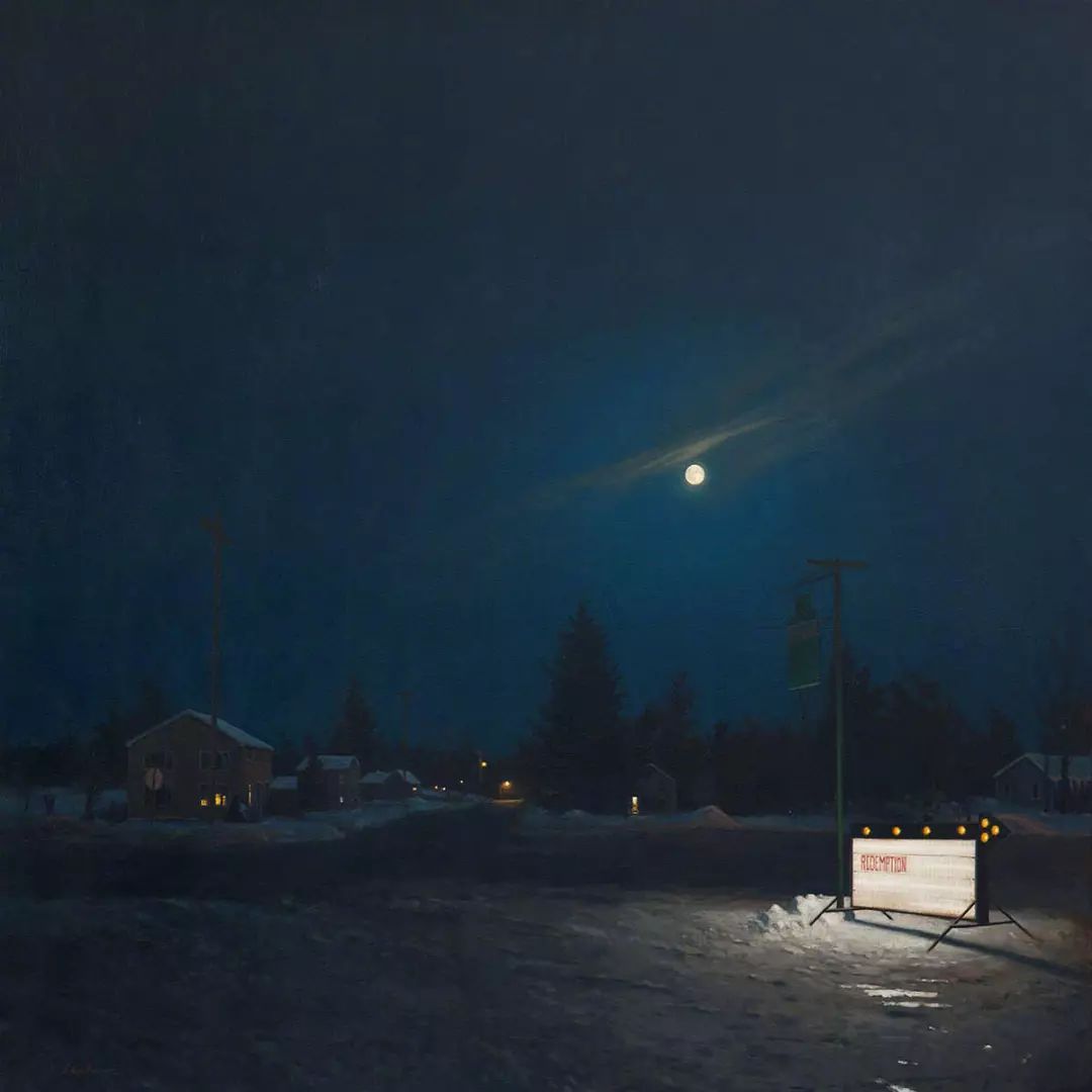 插画师画出美国乡村最真实的静谧夜晚,这确定不是摄影