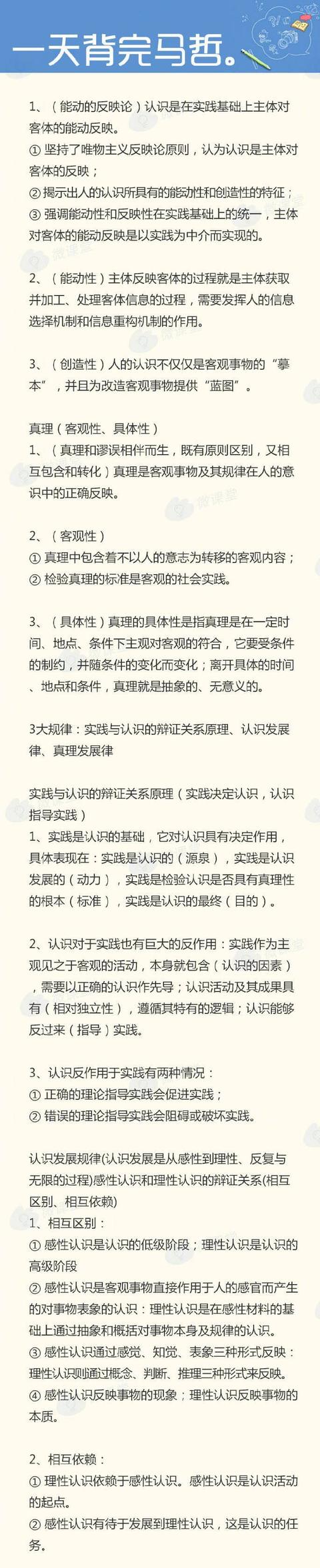 
20考研政治丨马哲4大版块知识汇总，一天背完马哲！


