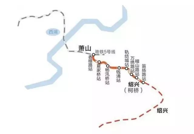 起于杭州市萧山区姑娘桥站 在此 与杭州地铁5号线叠岛换乘 终于绍兴市