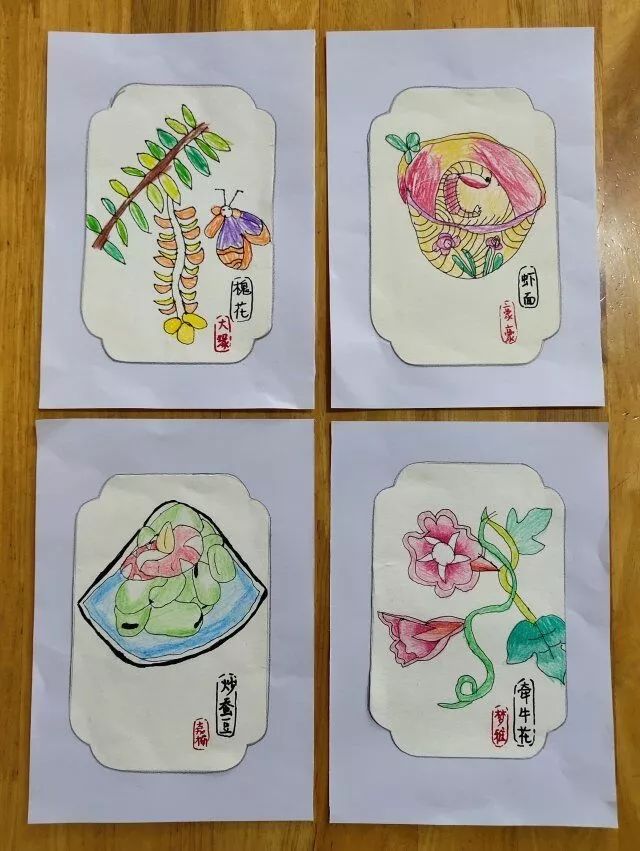 立夏蛋;三侯:蝼蝈鸣,蚯蚓出,王瓜出……我们大班小朋友用画笔,将立夏