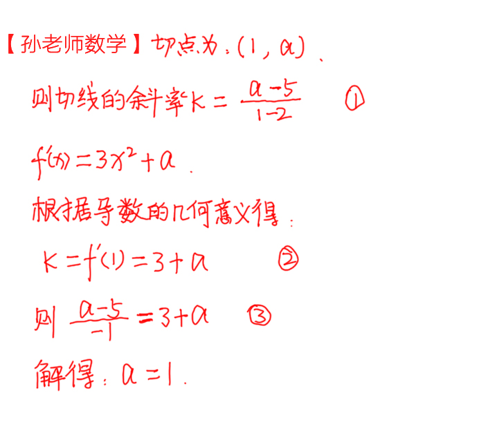 
导数，曲线过某点的解法，仅需列一个等式


