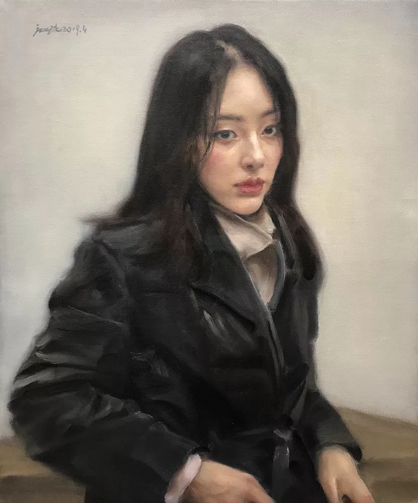 庞茂琨《黑衣女孩-婉秋之三 60×50cm 布面油画,2019