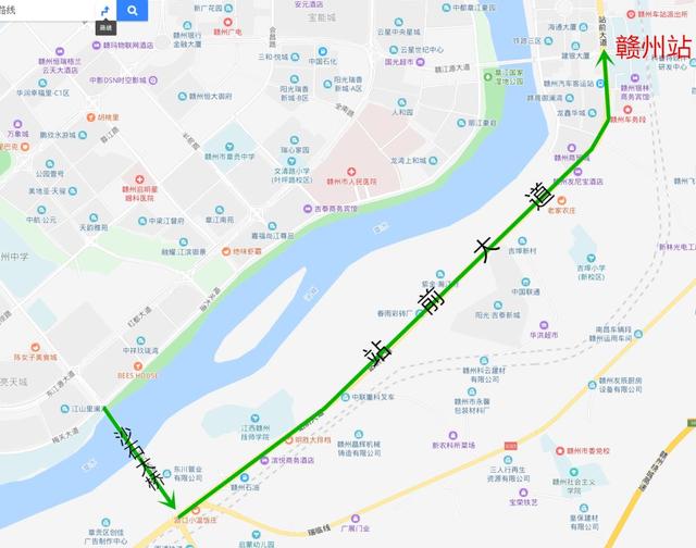 去往赣县方向 绕行路线:沙石大桥—站前大道—g323国道—赣县