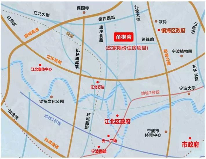 (项目地名"甬樾湾")位于江北区庄桥街道,南临铸锋路,西接规划康桥北路