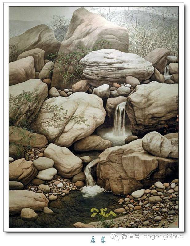 卵石情怀李留海石水画