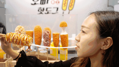 韩国街头人气小吃 芝士拉丝热狗