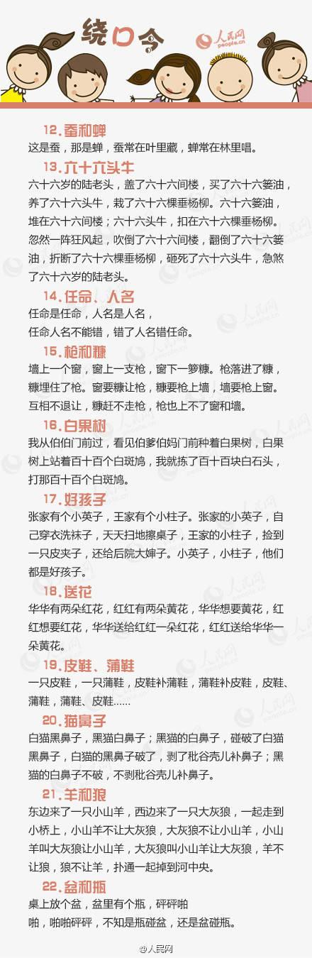 
这100个高难度绕口令，能做到不NG的，绝对是语言天才！挑战一下


