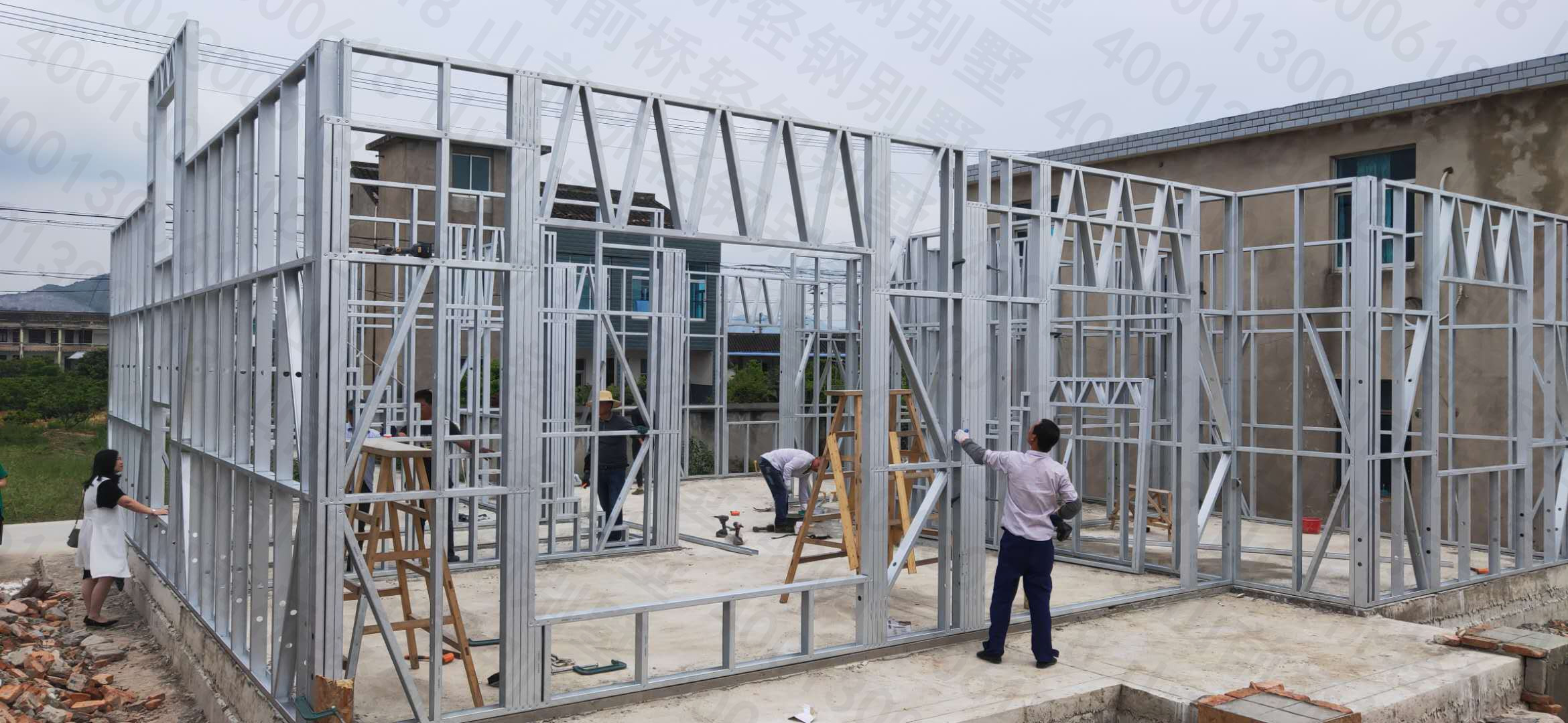 山前桥轻钢房屋开建浙江宁海二层轻钢别墅过程直播贴
