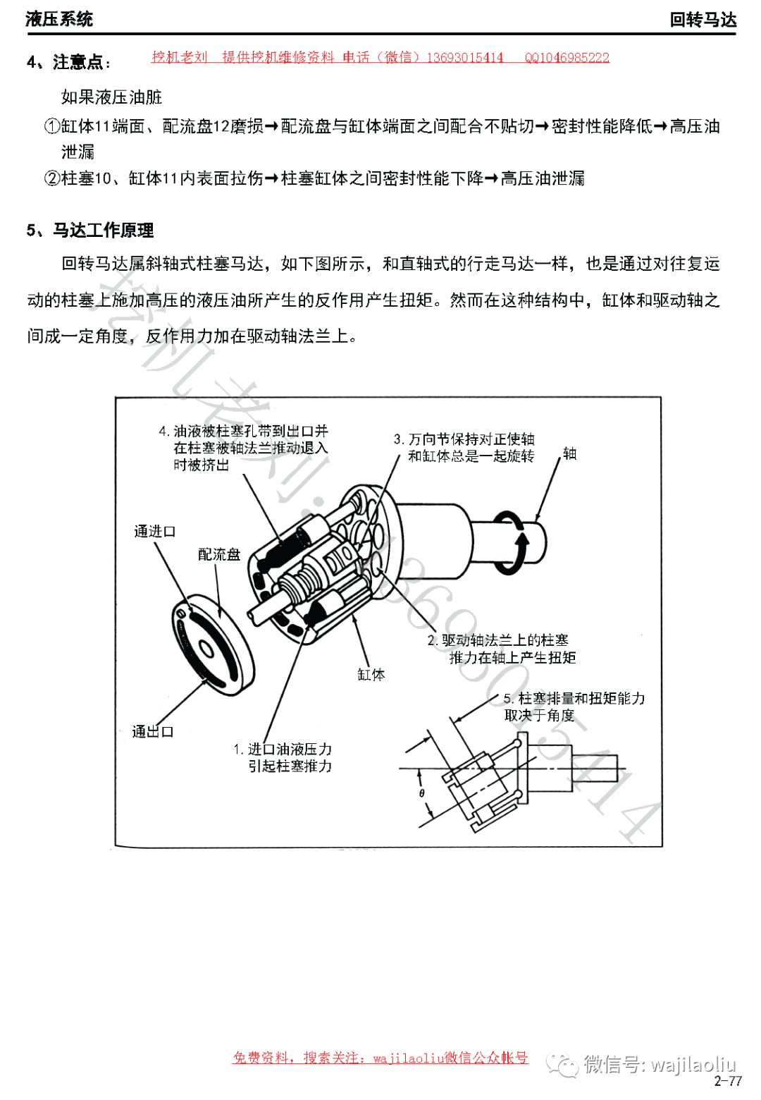 挖掘机维修技术手册,回转马达零件结构名称,工作原理