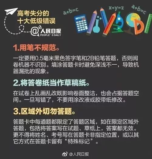 《人民日报》重点提醒: 高考各科最易犯这些错误, 看懂少丢30分！ 