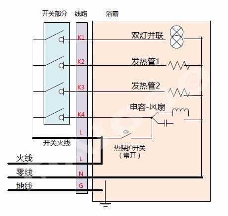 浴霸如何接线 多功能浴霸安装接线图详细图解_开关