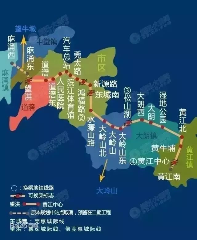 深圳延伸线路在东莞境内线路2段(19公里) 东莞地铁一号线 由麻涌镇