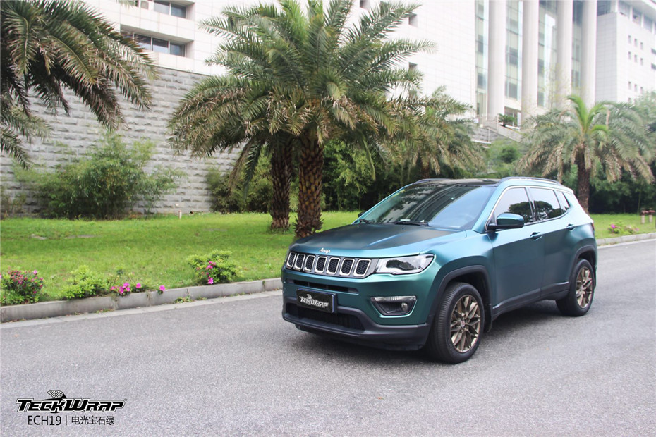 jeep 指南者汽车改色贴膜teckwrap美国秃鹰ech19电光宝石绿