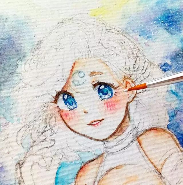 23张线稿带上色稿动漫手绘插画, 彩铅水彩马克笔上色都有,实用!